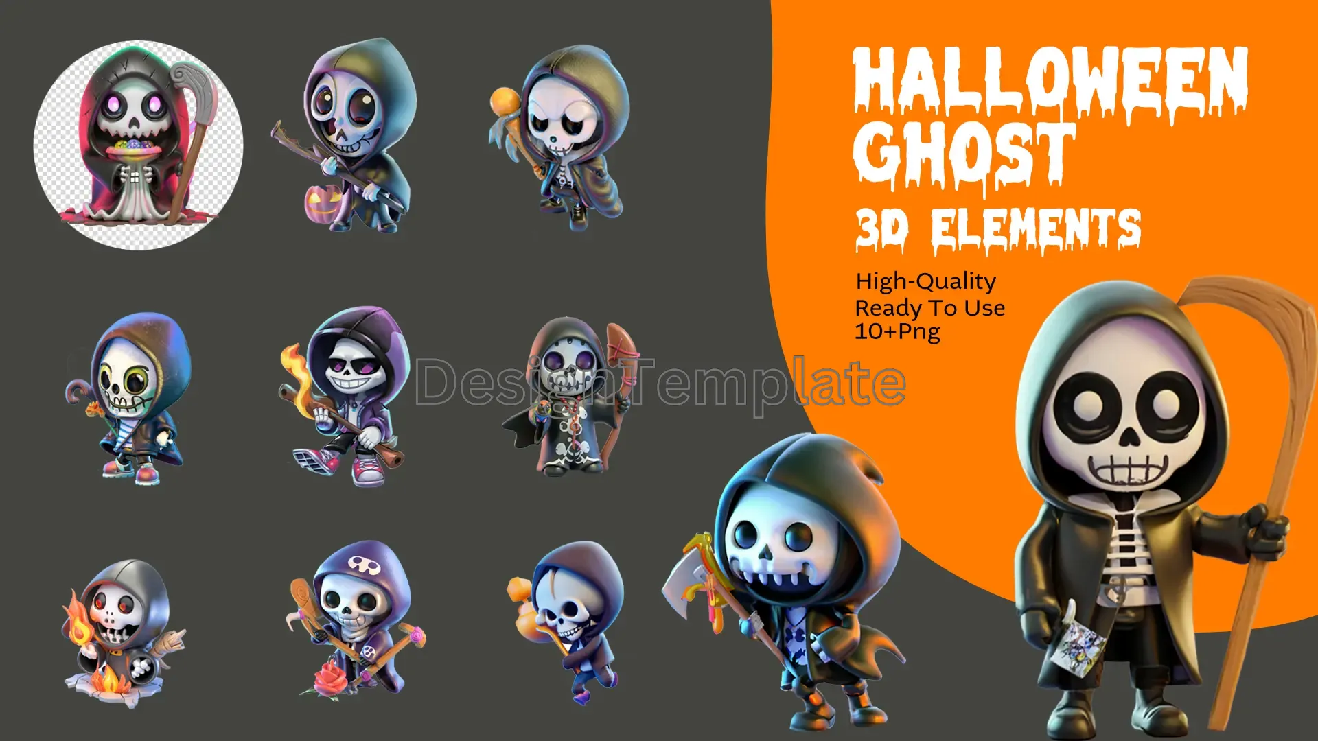 Spooky Spirits 3D Halloween Elements Pack image